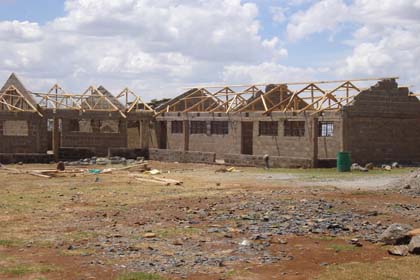 The rafters being built on the classrooms