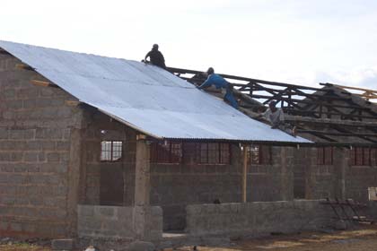 The roofing material fixed onto the classrooms